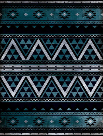 Aztec Pattern Black Ornate Wood Framed Art Print with Double Matting by Grey, Jace