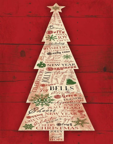 Christmas Tree Black Ornate Wood Framed Art Print with Double Matting by Grey, Jace