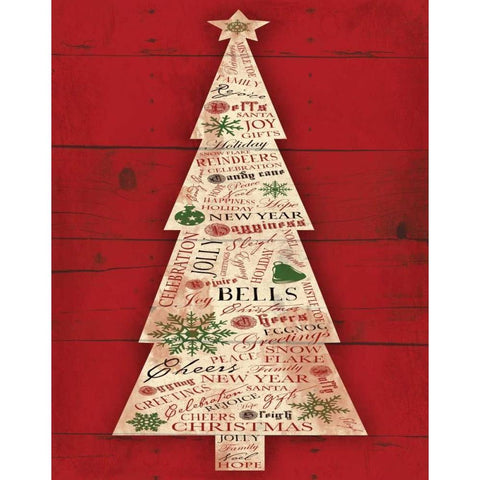 Christmas Tree Black Modern Wood Framed Art Print with Double Matting by Grey, Jace