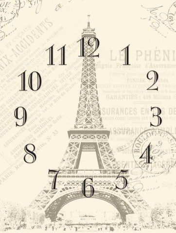 Paris clock Black Ornate Wood Framed Art Print with Double Matting by Grey, Jace