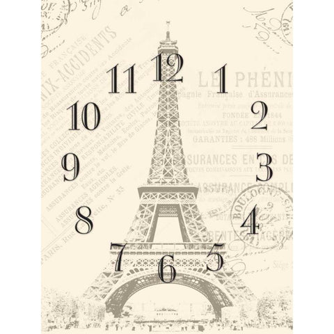 Paris clock Black Modern Wood Framed Art Print with Double Matting by Grey, Jace