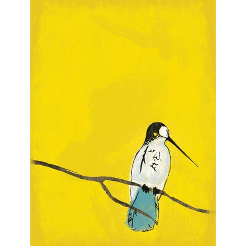 Yellow Bird White Modern Wood Framed Art Print by Grey, Jace