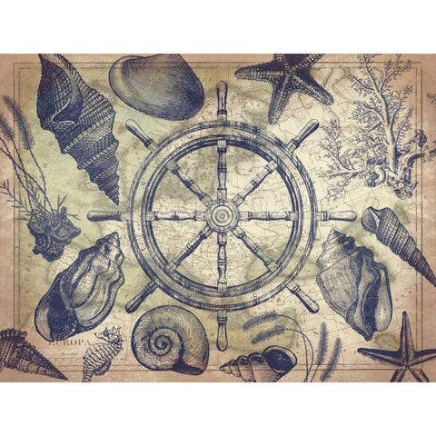 Nautical map White Modern Wood Framed Art Print by Grey, Jace