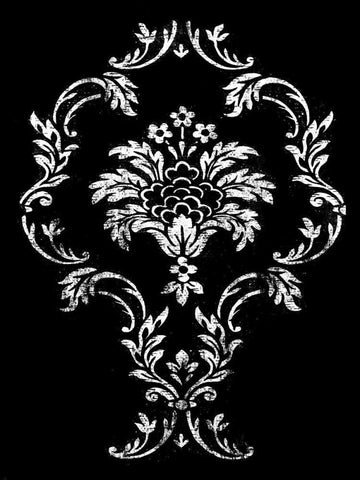 black pattern Black Ornate Wood Framed Art Print with Double Matting by Grey, Jace