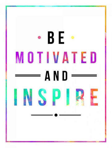 Be Motivated rainbow White Modern Wood Framed Art Print with Double Matting by Grey, Jace