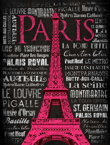 Paris Type Black Ornate Wood Framed Art Print with Double Matting by Grey, Jace