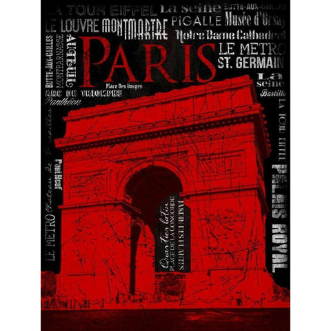 Paris Type 2 RED Gold Ornate Wood Framed Art Print with Double Matting by Grey, Jace