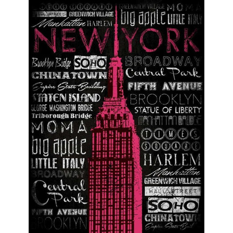 NY Type White Modern Wood Framed Art Print by Grey, Jace