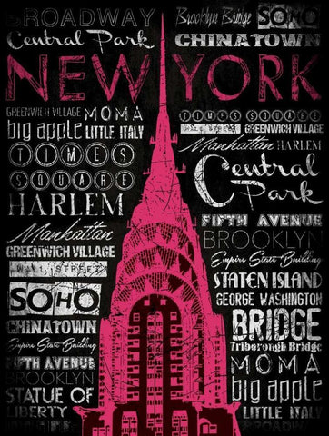 NY Type 2 Black Ornate Wood Framed Art Print with Double Matting by Grey, Jace