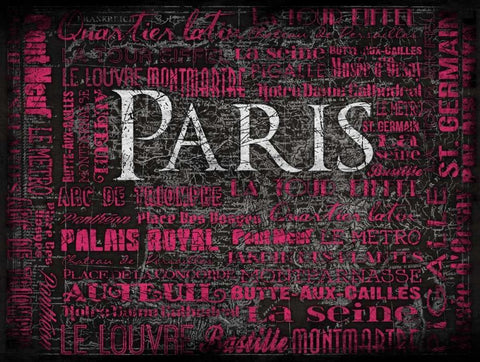 Paris Map Type 2 Black Ornate Wood Framed Art Print with Double Matting by Grey, Jace