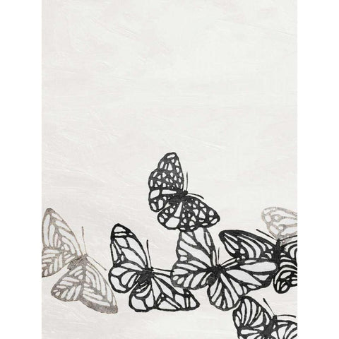 Butterflies Black Modern Wood Framed Art Print with Double Matting by Grey, Jace