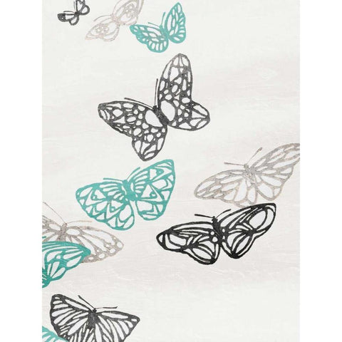 Butterflies White Modern Wood Framed Art Print by Grey, Jace