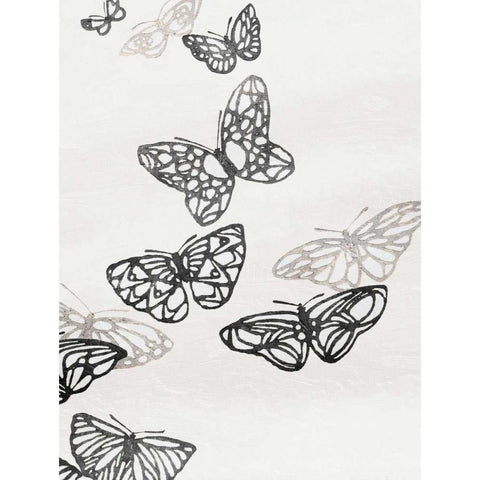 Butterflies Mate White Modern Wood Framed Art Print by Grey, Jace