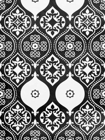 BW Pattern Black Ornate Wood Framed Art Print with Double Matting by Grey, Jace