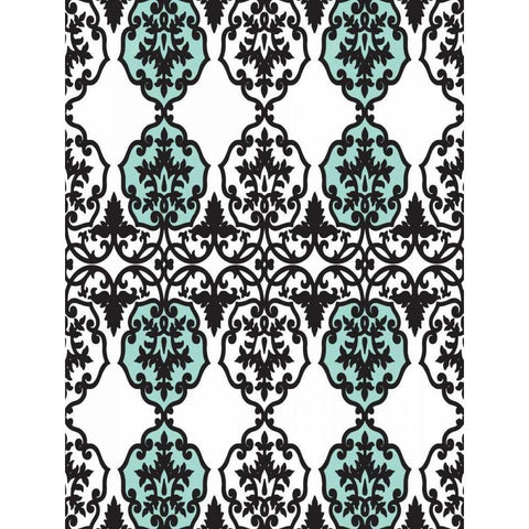 Teal pattern Gold Ornate Wood Framed Art Print with Double Matting by Grey, Jace