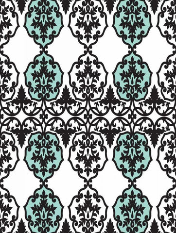 Teal pattern Black Ornate Wood Framed Art Print with Double Matting by Grey, Jace