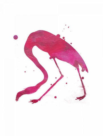 Flamingo splat White Modern Wood Framed Art Print with Double Matting by Grey, Jace