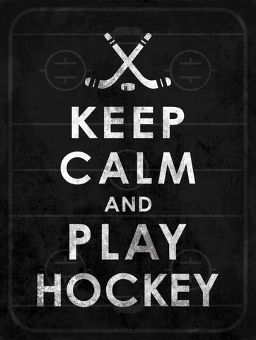 Keep calm Hockey 2 Black Ornate Wood Framed Art Print with Double Matting by Grey, Jace