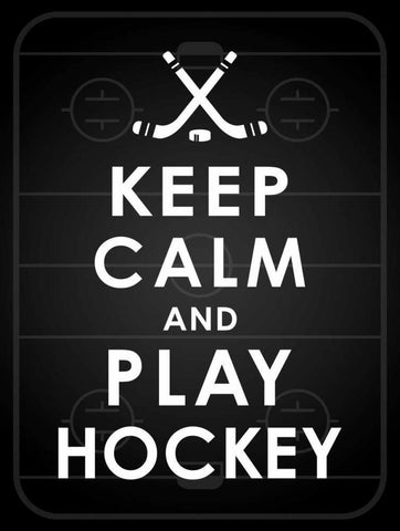 Keep calm hockey Black Ornate Wood Framed Art Print with Double Matting by Grey, Jace