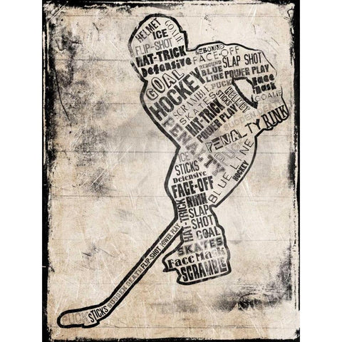 Hockey Type Black Black Modern Wood Framed Art Print with Double Matting by Grey, Jace