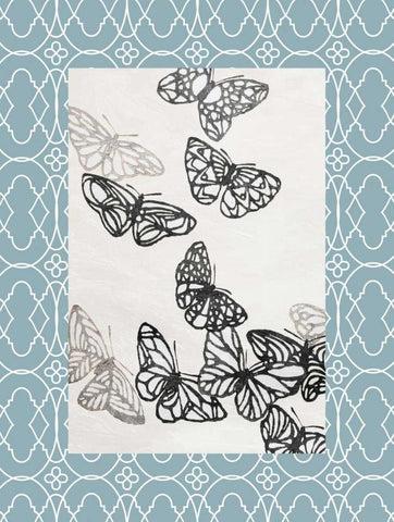 Butterfly border White Modern Wood Framed Art Print with Double Matting by Grey, Jace