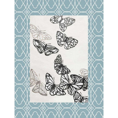 Butterfly border Gold Ornate Wood Framed Art Print with Double Matting by Grey, Jace