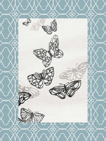 Butterfly border 2 Black Ornate Wood Framed Art Print with Double Matting by Grey, Jace
