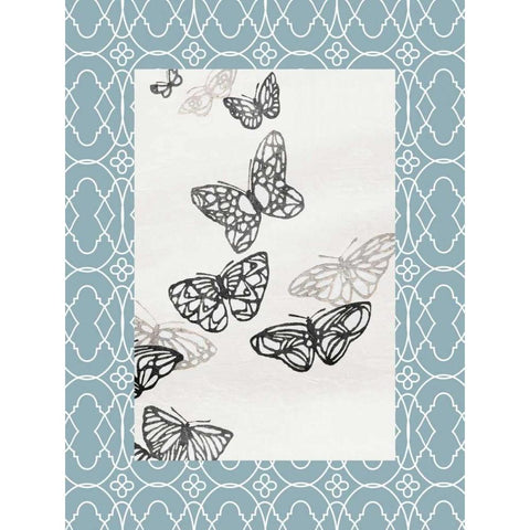 Butterfly border 2 Black Modern Wood Framed Art Print by Grey, Jace
