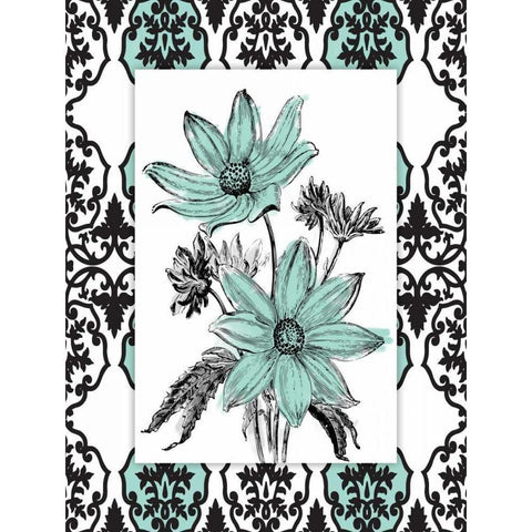 Simple Floral Style Black Modern Wood Framed Art Print with Double Matting by Grey, Jace