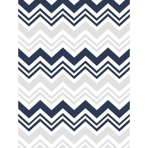 Blue Grey chevron Gold Ornate Wood Framed Art Print with Double Matting by Grey, Jace