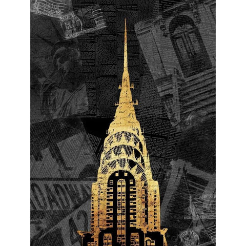 Gold NY Mate Black Modern Wood Framed Art Print with Double Matting by Grey, Jace