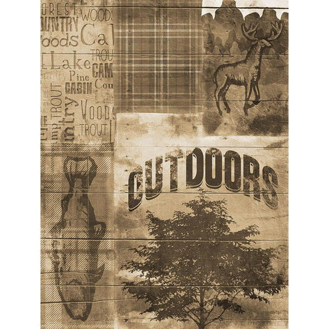 Lodge Quilt Sepia Black Modern Wood Framed Art Print with Double Matting by Grey, Jace