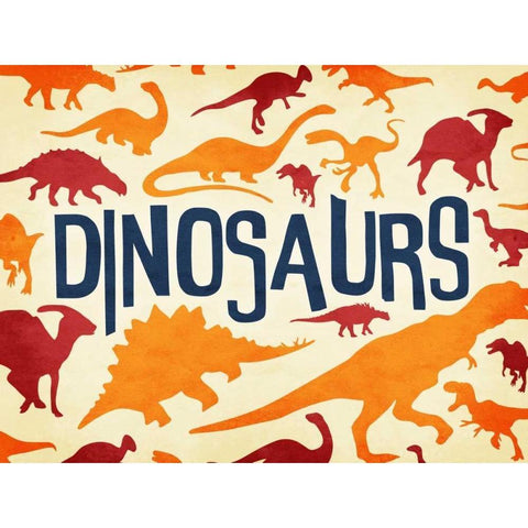 Dinosaurs Three Black Modern Wood Framed Art Print with Double Matting by Grey, Jace