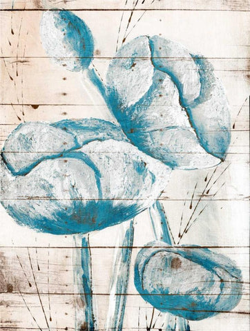 White Wood Blue Florals Mate Black Ornate Wood Framed Art Print with Double Matting by Grey, Jace