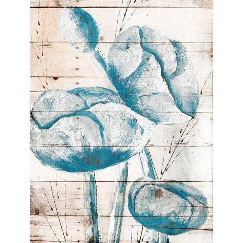 White Wood Blue Florals Mate Black Modern Wood Framed Art Print by Grey, Jace