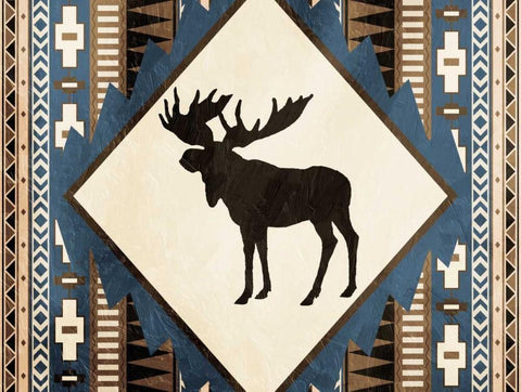 Moose Pattern Horizontal White Modern Wood Framed Art Print with Double Matting by Grey, Jace