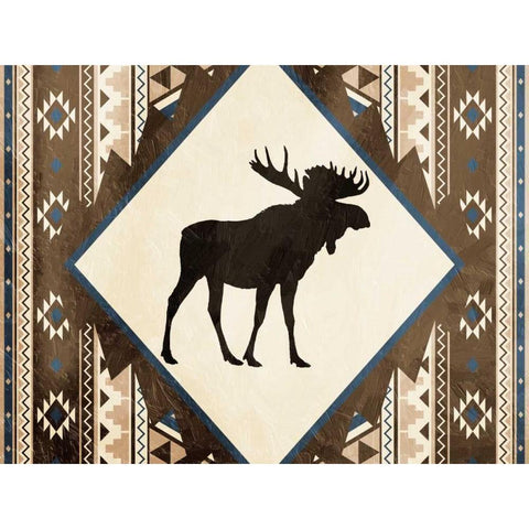 Moose Pattern Mate Horizontal Gold Ornate Wood Framed Art Print with Double Matting by Grey, Jace