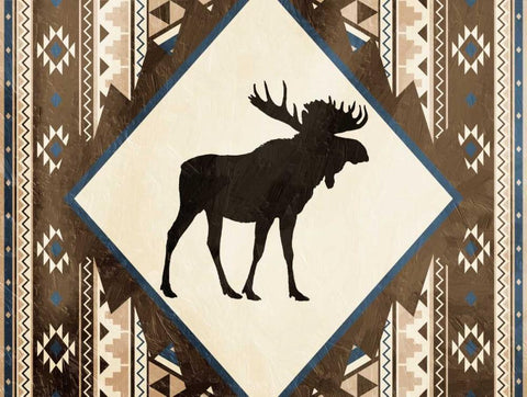 Moose Pattern Mate Horizontal White Modern Wood Framed Art Print with Double Matting by Grey, Jace