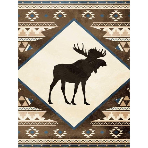Moose Pattern Mate Black Modern Wood Framed Art Print by Grey, Jace