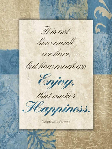 Enjoy Happiness Black Ornate Wood Framed Art Print with Double Matting by Grey, Jace