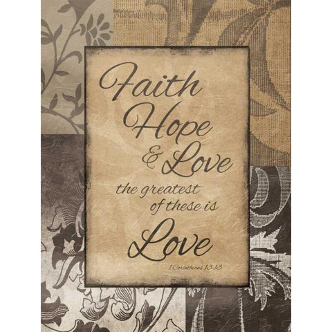 Darker Faith Hope Love Black Modern Wood Framed Art Print with Double Matting by Grey, Jace