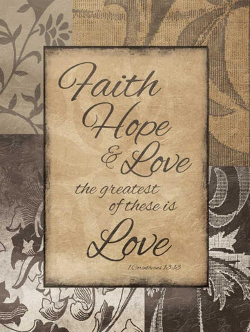 Darker Faith Hope Love White Modern Wood Framed Art Print with Double Matting by Grey, Jace