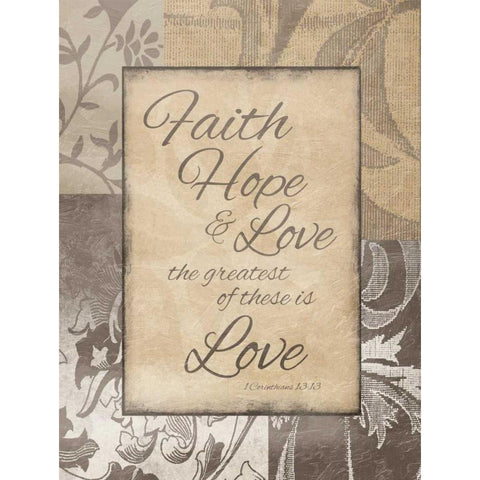 Faith Hope Love Black Modern Wood Framed Art Print with Double Matting by Grey, Jace