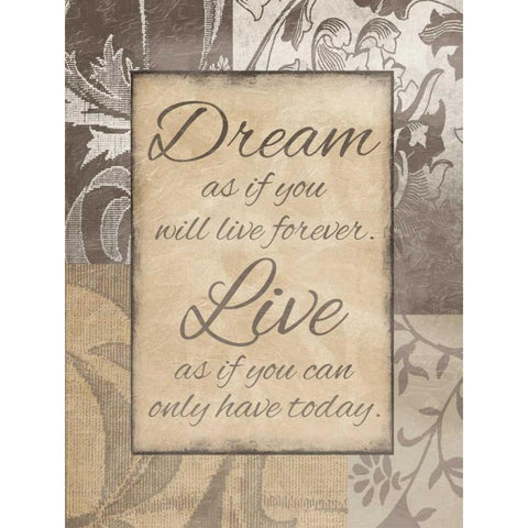 Dream Live White Modern Wood Framed Art Print by Grey, Jace