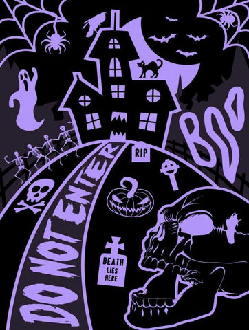 Haunted Fun House Black Ornate Wood Framed Art Print with Double Matting by Grey, Jace