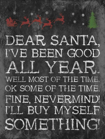 Dear Santa Nevermind Black Ornate Wood Framed Art Print with Double Matting by Grey, Jace