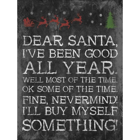 Dear Santa Nevermind White Modern Wood Framed Art Print by Grey, Jace