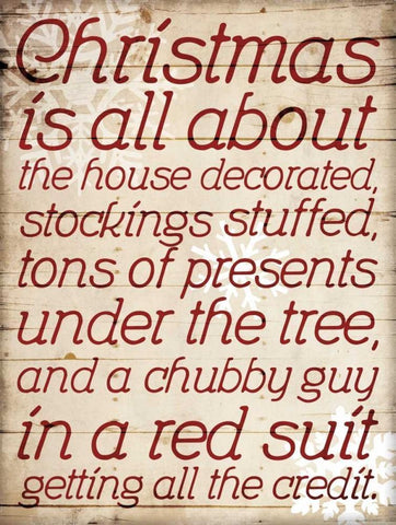 Christmas Is All About Type White Modern Wood Framed Art Print with Double Matting by Grey, Jace
