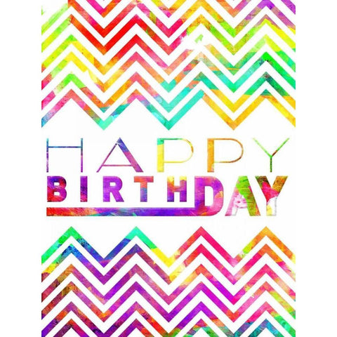 Happy Birthday Chevron White Modern Wood Framed Art Print by Grey, Jace