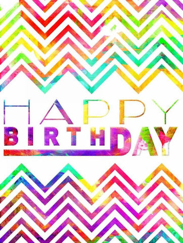 Happy Birthday Chevron Black Ornate Wood Framed Art Print with Double Matting by Grey, Jace